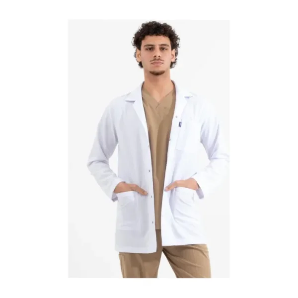 Uçak Medikal Beyaz Ara Boy, Klasik Yaka, Doktor Önlüğü