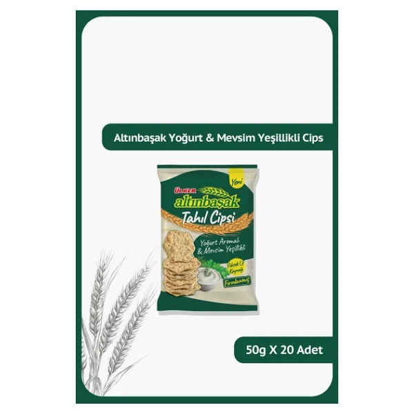 Ülker ALTINBAŞAK Tahıl Cipsi - Yoğurt Aromalı Mevsim Yeşillikli - 50 gram - 20 Adet