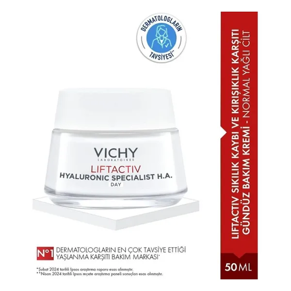 Vichy Liftactiv Supreme Gündüz Bakım Kremi Hyalüronik Asit ile Yağlı Ciltlere 50 ml