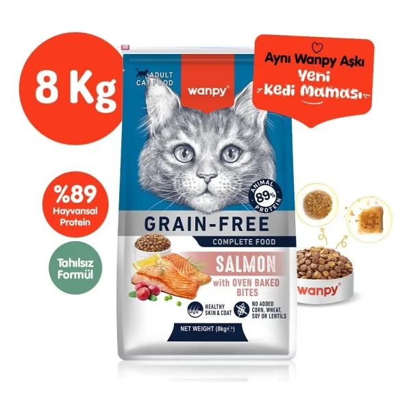 Wanpy Tahılsız Somonlu 8 kg Yetişkin Kedi Maması
