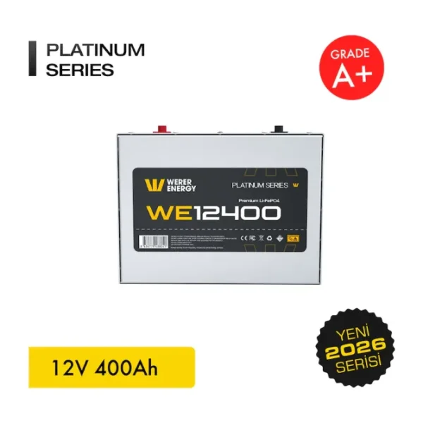 WERER ENERGY 12V 400Ah LiFePO4 Platinum Series Bluetooth'lu Lityum Demir Fosfat Akü