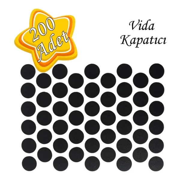 200 Adet Siyah Vida Kapatici Yapiskanli Vida Tapasi Tipasi Kapagi Vida Gizleyici