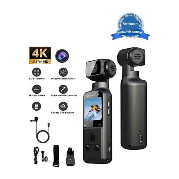 4K Ultra Hd 270° Döndürülebilir Su Geçirmez Wifi Vlog Spor Ve Aksiyon Kamerası