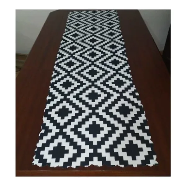 Alkan Homes Zigzag Desenli Dijital Baskılı Dekoratif Runner