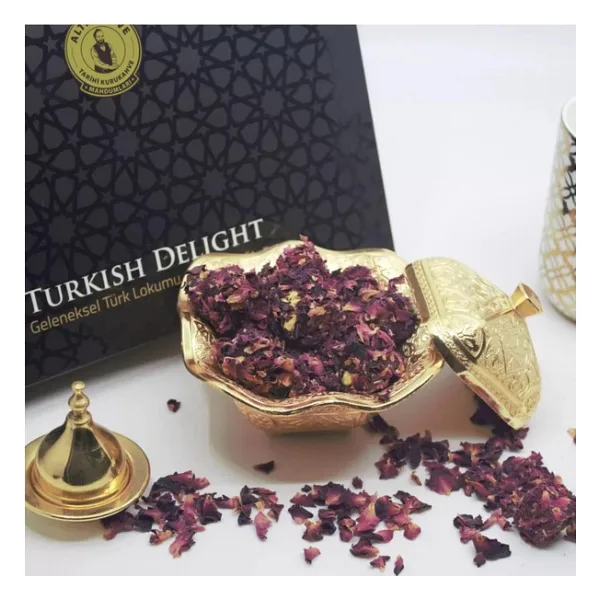 Altın Cezve Gül Yapraklı Antep Fıstıklı Lokum 400 gr