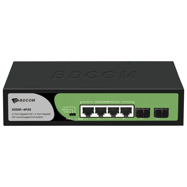 BDCOM S1500-4P2S 4 PORT 10/100/1000 4 PORT POE 2 X SFP 60W YONETILEMEZ DESKTOP SWITCH