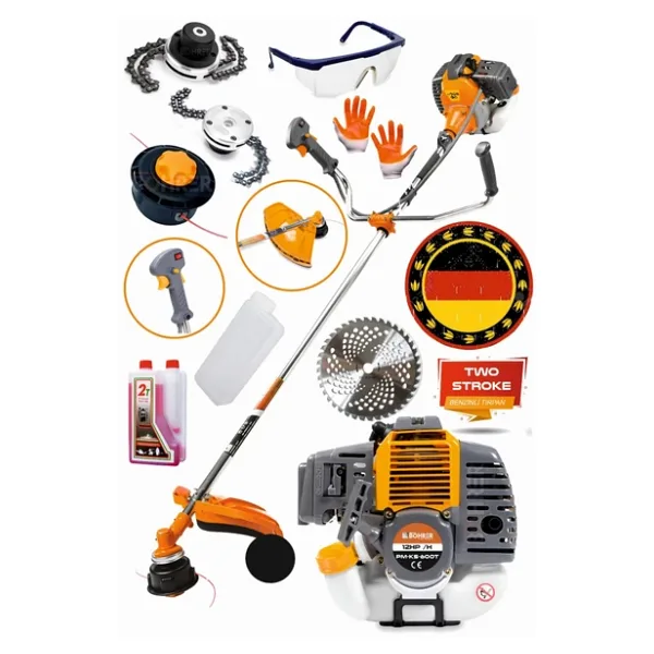 Böhrer Alman Orange Profesyonel 12 Hp /Hyan Tipi Benzinli Ot Çalı Çim Biçme Makinesi Tırpanı Eldiven