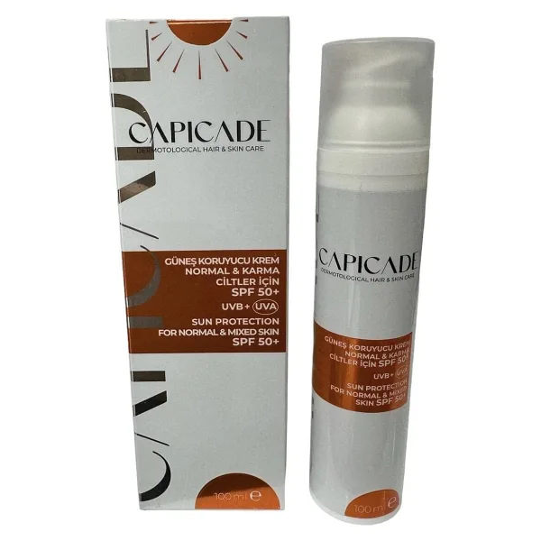 Capicade Normal Ve Karma Ciltler İçin Güneş Koruyucu Krem Spf 50+ 100 Ml