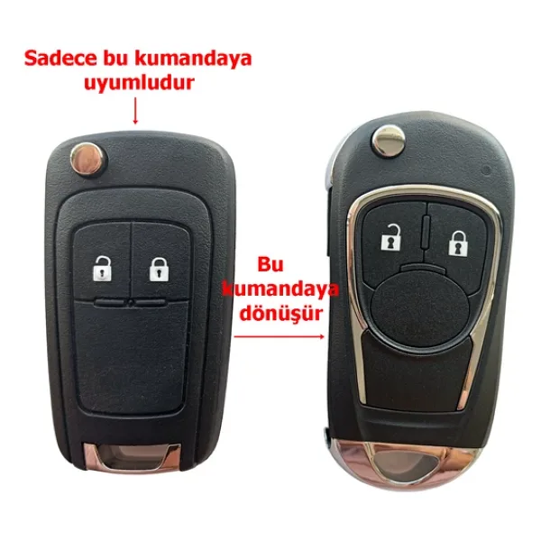 Chevrolet Cruze Uyumlu Çevirici Modifiye Dönüşüm Kumanda Anahtar Kabı Oto Anahtarlık Logolu 2 Tuş