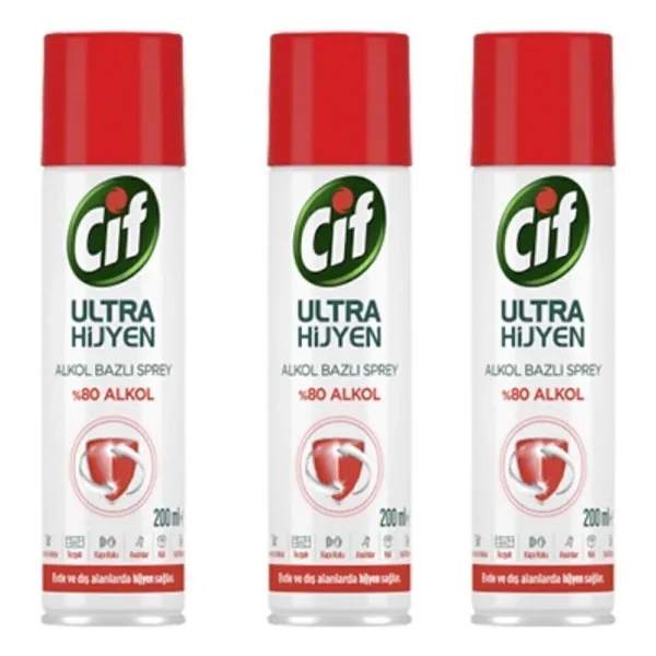 Cif Ultra Hijyen 200 ml 3'lü Alkol Bazlı Sprey