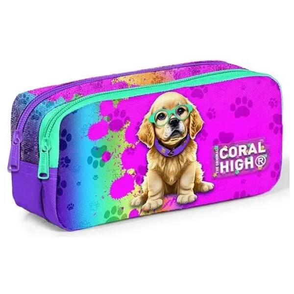 Coral High 12082 Köpek Desenli 2 Bölmeli Kalemlik