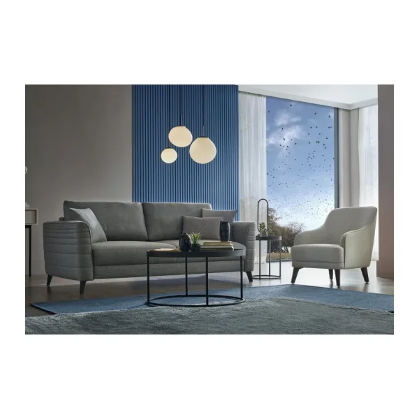 Enza Home Grace Grace Siyah ve Ceviz Koltuk Takımı (3+1)