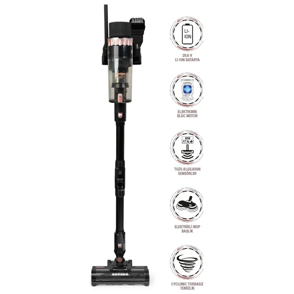 Fantom Quantum P 2050 Siyah Islak Kuru Şarjlı Dikey Süpürge