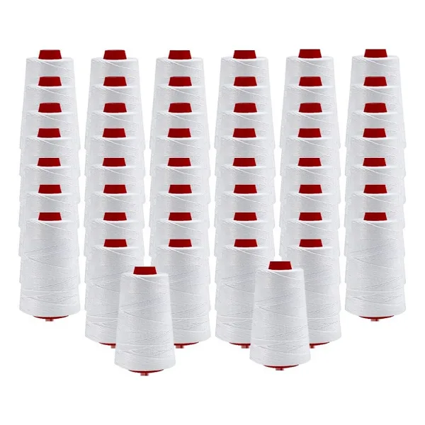 FDM Çuval Ağzı Dikiş Makinesi İpi 5 Kat Beyaz %100 Polyester Konik Makara Çuval ve Torba Ağzı Kapatma İpliği 48 Adet