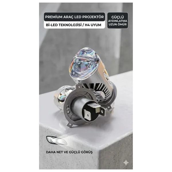 FORTİCO H4 Mercekli Led Far Ampulü PremiumMAVX 22.000 Lümen Şimşek Etkili Keskin Ufuk çizgili Led ZenonVRPRO