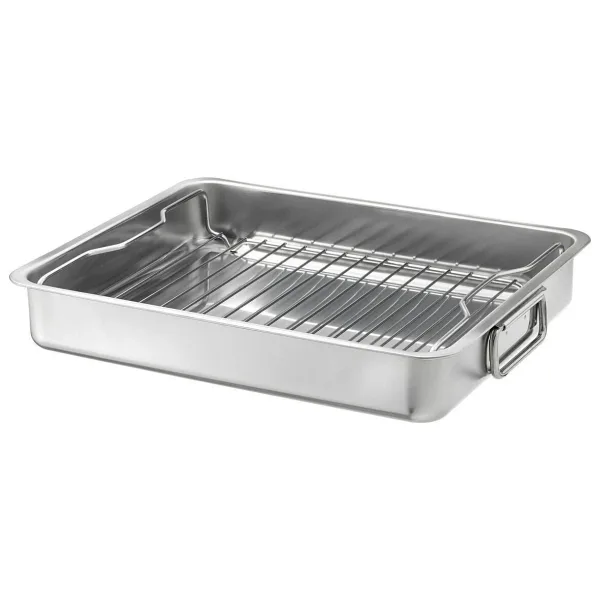 IKEA Metal Fırın Kabı, Paslanmaz Çelik MeridyenDukkan 32x40 cm Fırın-Barbekü Kızartma Kabı