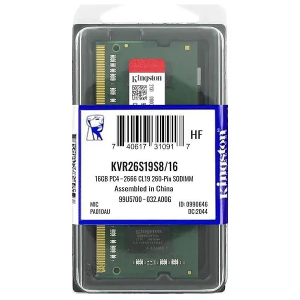Kingston 16 GB 2666 MHz CL19 SODIMM KVR26S19S8/16 DDR4 Ram