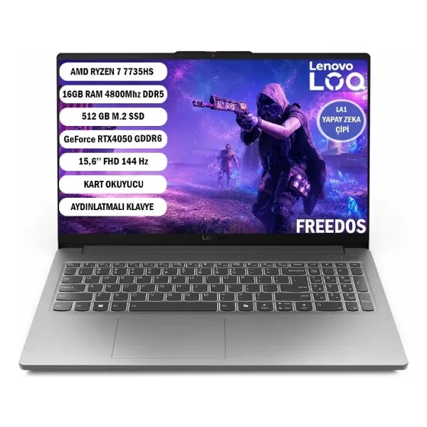 Lenovo Loq Essential 15arp10e 83s0002ytr Ryzen 7 7735hs 16 GB 512 GB SSD Rtx4050 15.6" Full HD Gaming Laptop