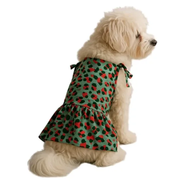 MPZ PETS Kedi ve Köpek Kıyafeti & Elbisesi Leoparlı Fırfırlı Elbise Lacivert XL