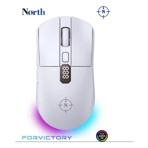 North Odin Pro WL Beyaz Şarjlı Optik Kablosuz Oyuncu Mouse