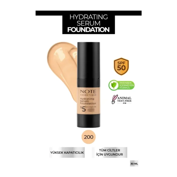 Note Hydrating Hyaluronik Asitli SPF 50 200 30 ml Serum Fondöten