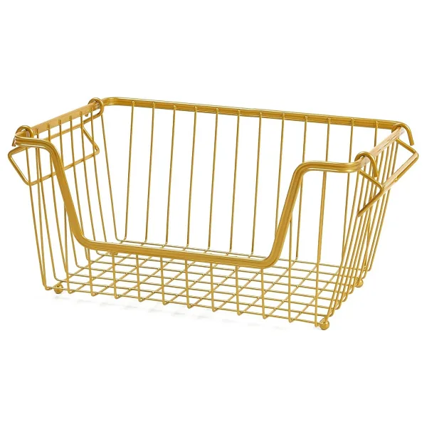 Ocean Home Textile Altın Renk Metal Sepet 32 x 22 x 16 cm