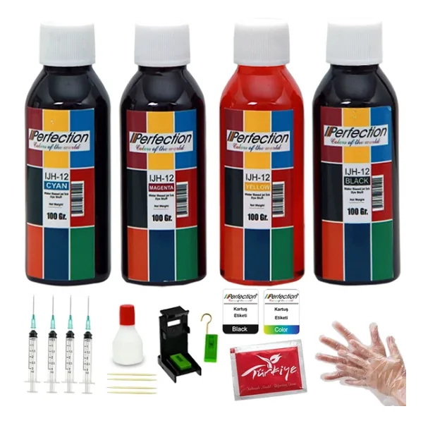 Perfection HP 302 Uyumlu Siyah ve Renkli Kartuş Dolum Seti 4 x 100 ML