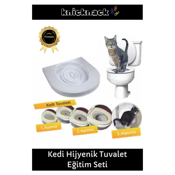 Premium Seri Kum Kabı Wc Klozet Alıştırma Kapağı Yetişkin Yavru Kedi Hijyenik Tuvalet Eğitim Seti