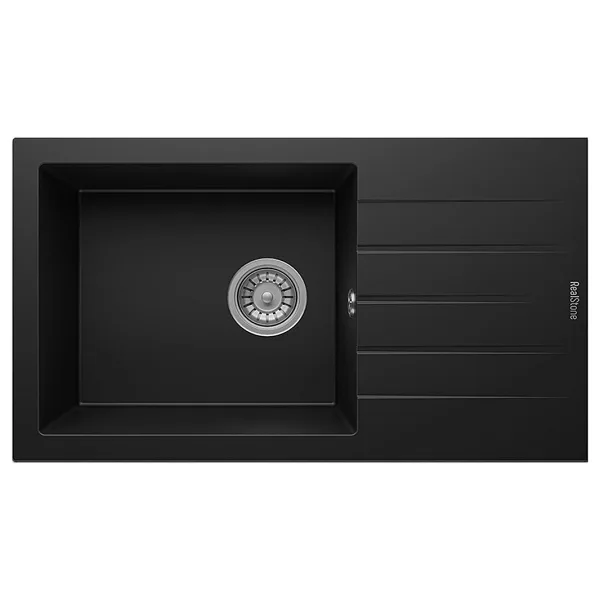 RealStone Assos P010 76 XL Tek Gözlü Siyah Granit Eviye