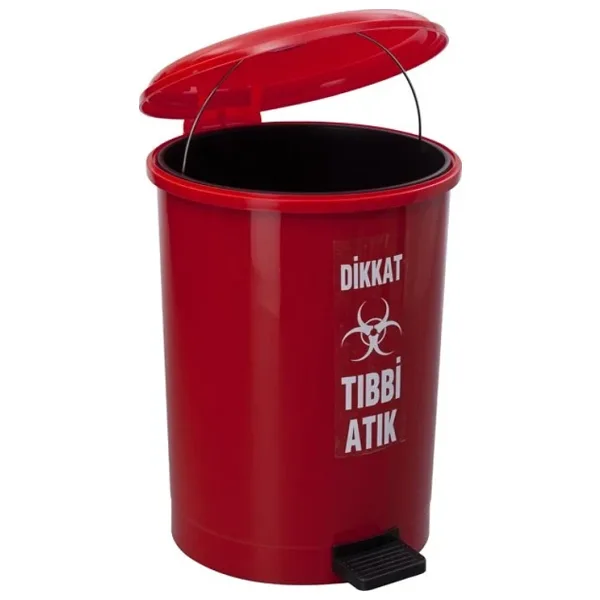 Safell Tıbbi Atık Çöp Kovası Pedallı 30 Lt - Tıbbi Atık Kovası Kırmızı