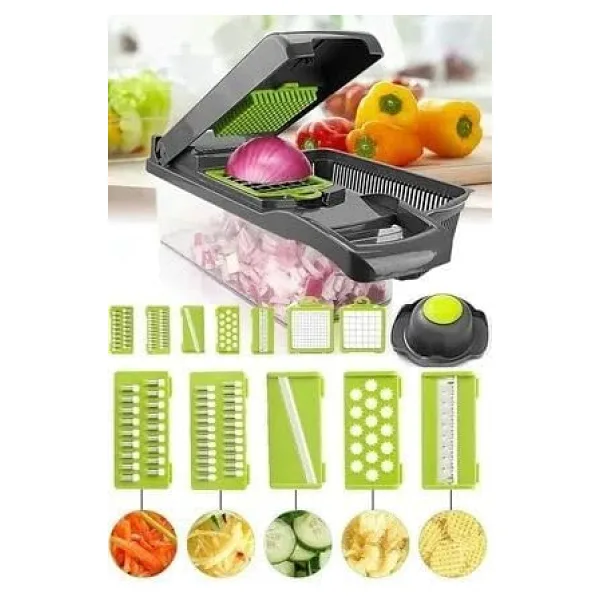 Sebze Doğrayıcı, Çok Fonksiyonlu 12'si 1 Arada Gıda Doğrayıcılar Soğan Doğrayıcı Sebze Dilimleyici Kesici Dicer Sebze Doğrayıcı, 8 Bıçaklı