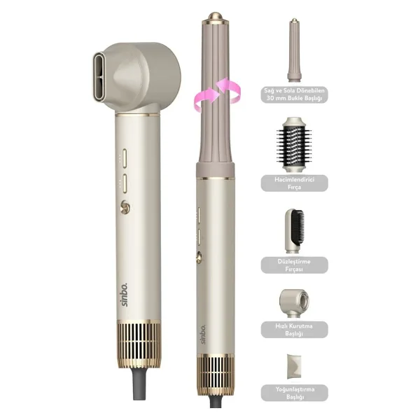 Sinbo Air Brush Saç Şekillendirme Cihazı - 5 Başlıklı - Rose Gold Renk