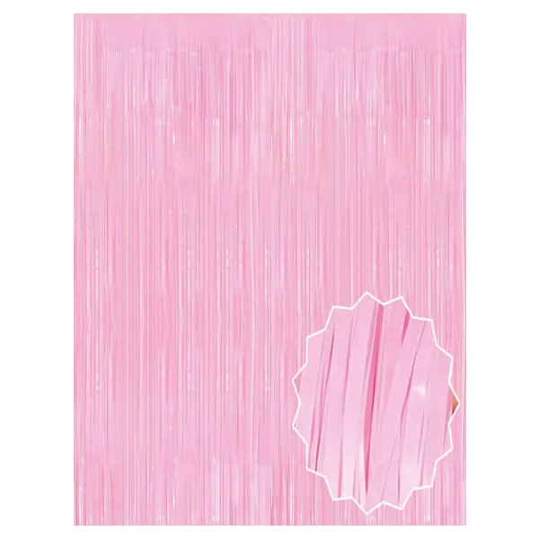 Soft Pembe Püsküllü Kapı Perdesi - Parti, Baby Shower, Cinsiyet Partisi 1x2 m (5047)