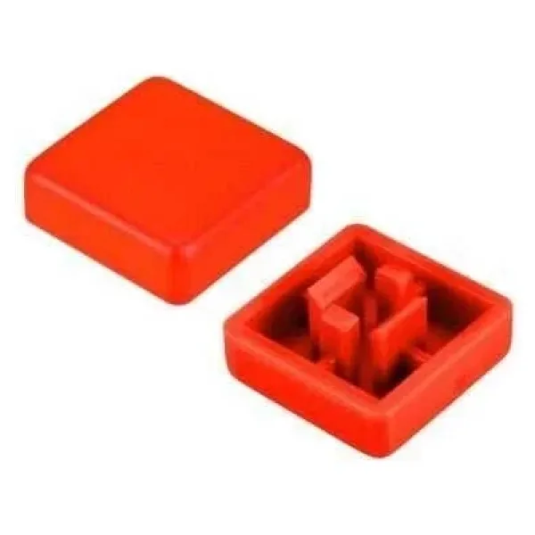 Tact Switch Kapağı Kare Kırmızı - 10x10x5mm