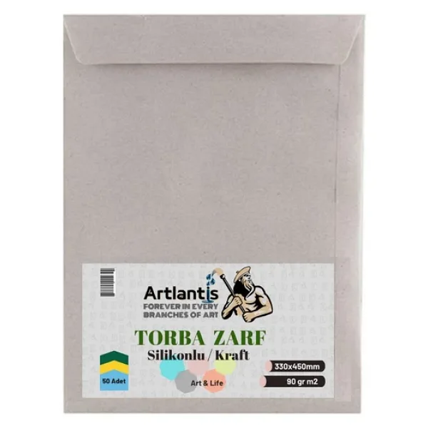 Torba Zarf 33x45 Cm Kraft 90 Gr Silikonlu 50li 1 Paket Artlantis 330x450 Mm Torba Zarf Kraft 50 Li 1 Paket