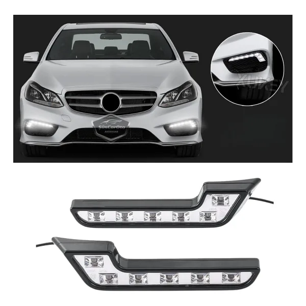 Üniversal 6 Led Mercedes Tip Gündüz Ledi Araba Gündüz Farı Araç Oto Drl Led Lamba Güçlü Işık 12V Su Geçirmez Beyaz 2 Adet