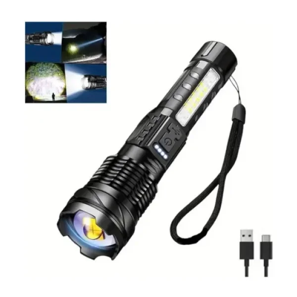 Valkyrie Şarjlı Ultra Güçlü LED El Feneri 7 Modlu 1500MAH Çok Fonksiyonlu Zoom Özellikli