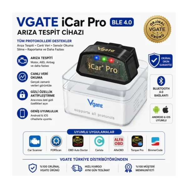 Vgate İcar Pro Ble 4.0 Reno Ddt4all Bimmercode Uyumlu Arıza Tespit Ve Gizli Özellik Açma