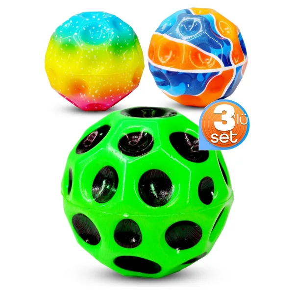3Lü Yükseğe Zıplayan Top Moonball Galaksi Uzay Ay Topu Aşırı Zıplayan Moonball Bahçe Oyuncağı