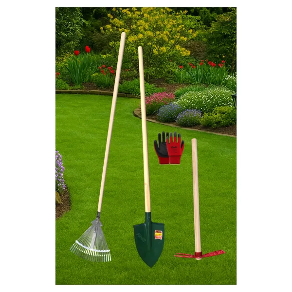 AKM Tools Bahçe Seti Bel Küreği Metal Ayarlı Tırmık Çatal Çapa ve Sapları Eldiven