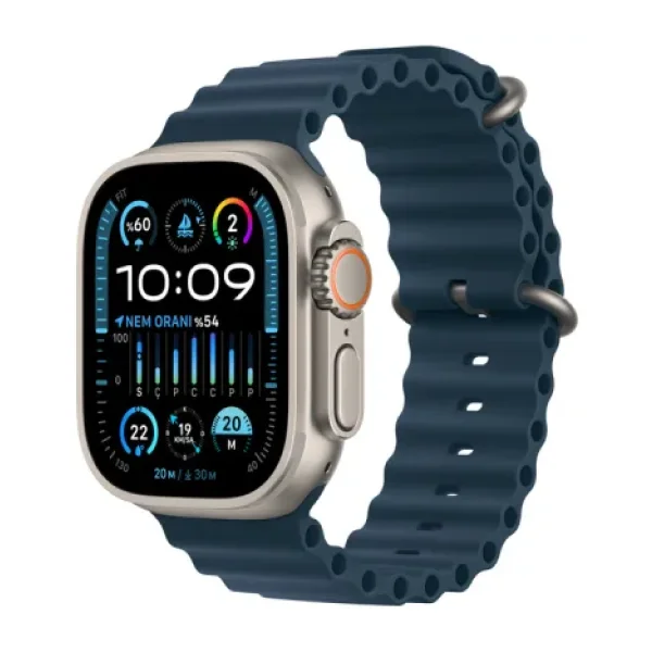 Apple Watch Ultra 2 GPS + Cellular 49mm Natürel Titanyum Kasa Ve Mavi-Ocean Kordon Akıllı Saat