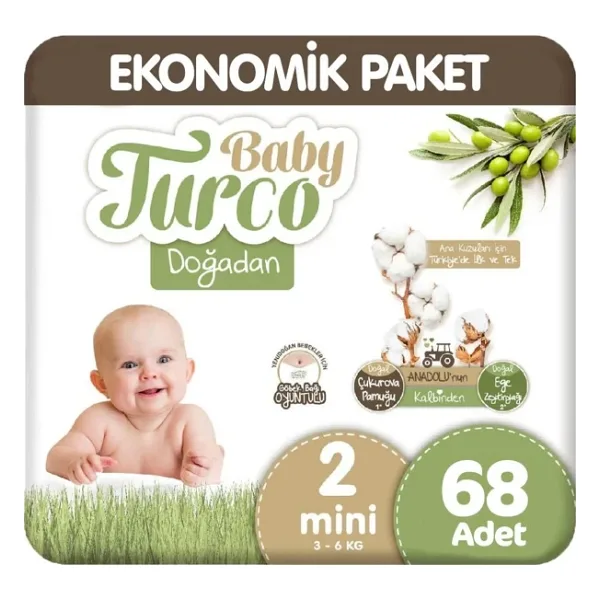 Baby Turco Doğadan 2 Numara Mini 68'li Bebek Bezi