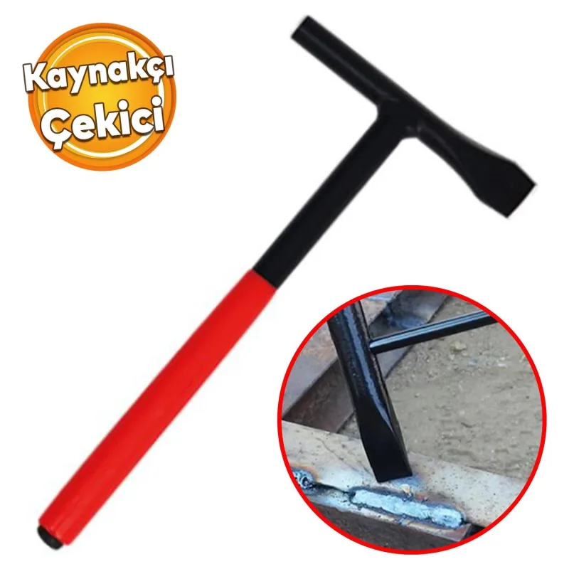 Badem10 Metal Kaynak Cüruf Çekiç Çapak Alma Temizleme Kaynakçı Çekici Düz Kaski Uçlu Paslanmaz Demir