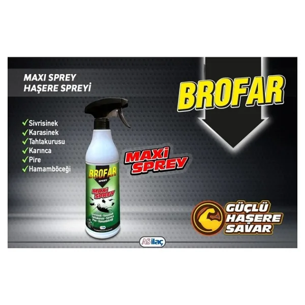 Brofar Maxi Sprey 450 ml (Sivrisinek, Kara Sinek, Tahta Kurusu, Karınca ,pire ,hamam Böceği Öldürücü)