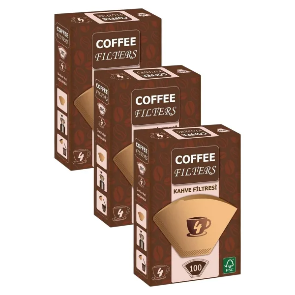 Coffee Filters Caffeo No4 100 Adet Kahve Filtre Kağıdı x 3 Adet