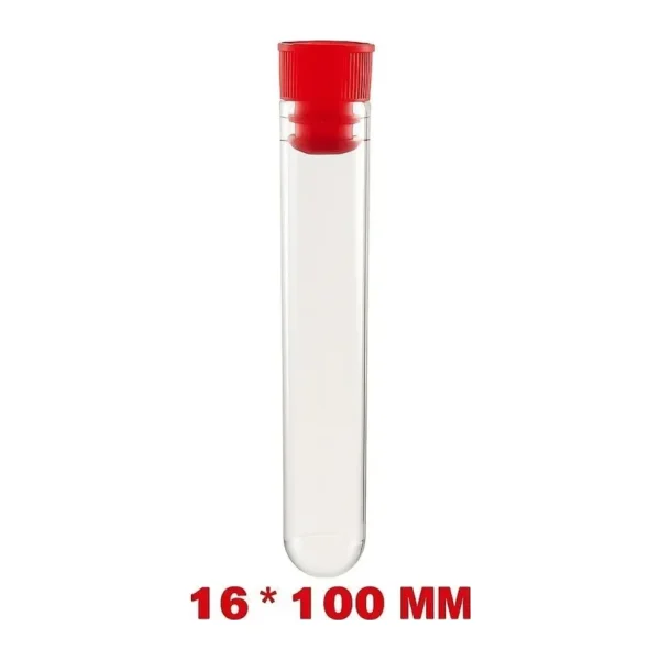 Deney Tüpü 16 x 100 mm / Plastik (10 Adet) - Dibi Yuvarlak Kapaklı