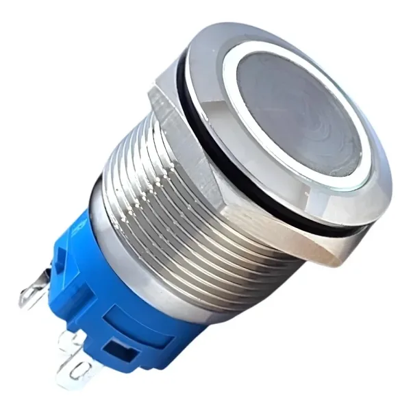 E47 19mm Metal Buton Kalıcılı 12-24V Beyaz Led 1No/1NC