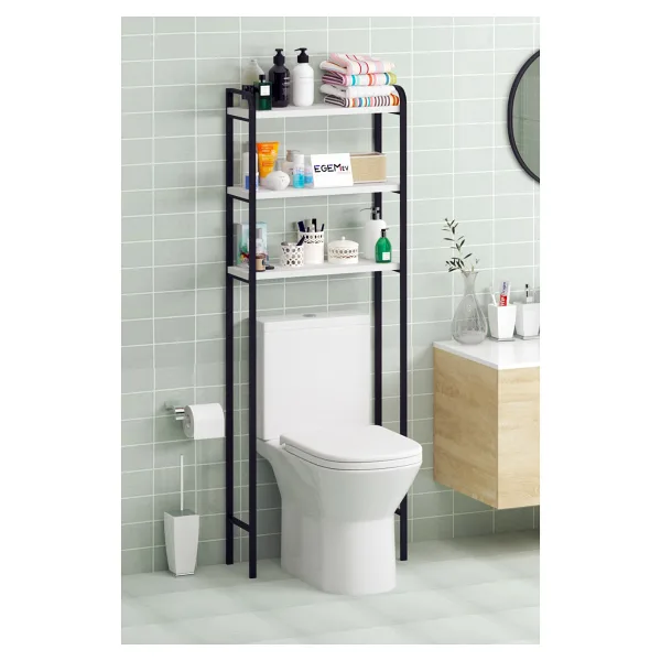 Egemev Klozet Üstü Düzenleyici Raf Banyo Düzenleyici Klozet Üstü Raf Banyo Raf Dolap - Beyaz