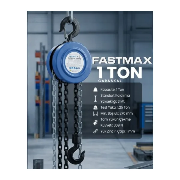 Fastmax 1 Ton 3mt. Yuvarlak Tip Ekonomik Caraskal