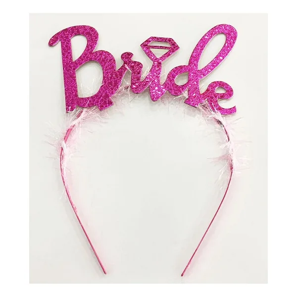 Fuşya Renk Bekarlığa Veda İtalik Yazı Alyanslı Bride